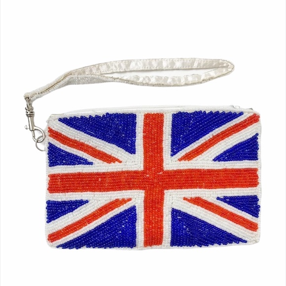 dELiA*s Handbags - Delia's United Kingdom British Union Jack Flag Beaded Wristlet Bag Coin Purse